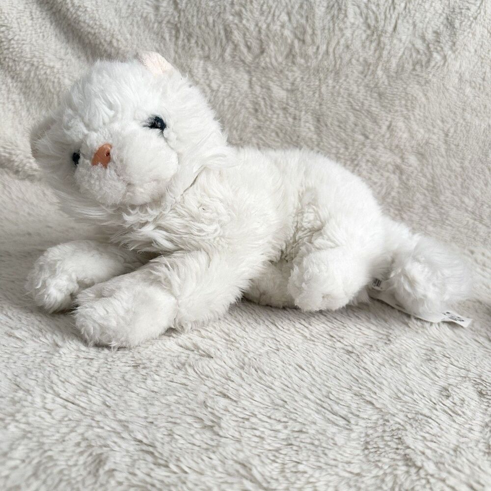 Toys R Us Animal Alley White Laying Cat 10" Plush Stuffed Animal